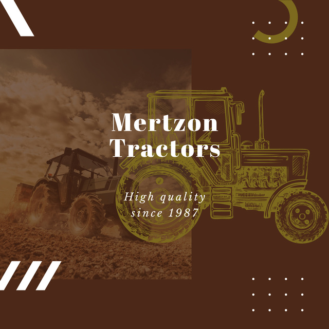 Farming Machinery Tractor Working in Field Instagram AD Šablona návrhu