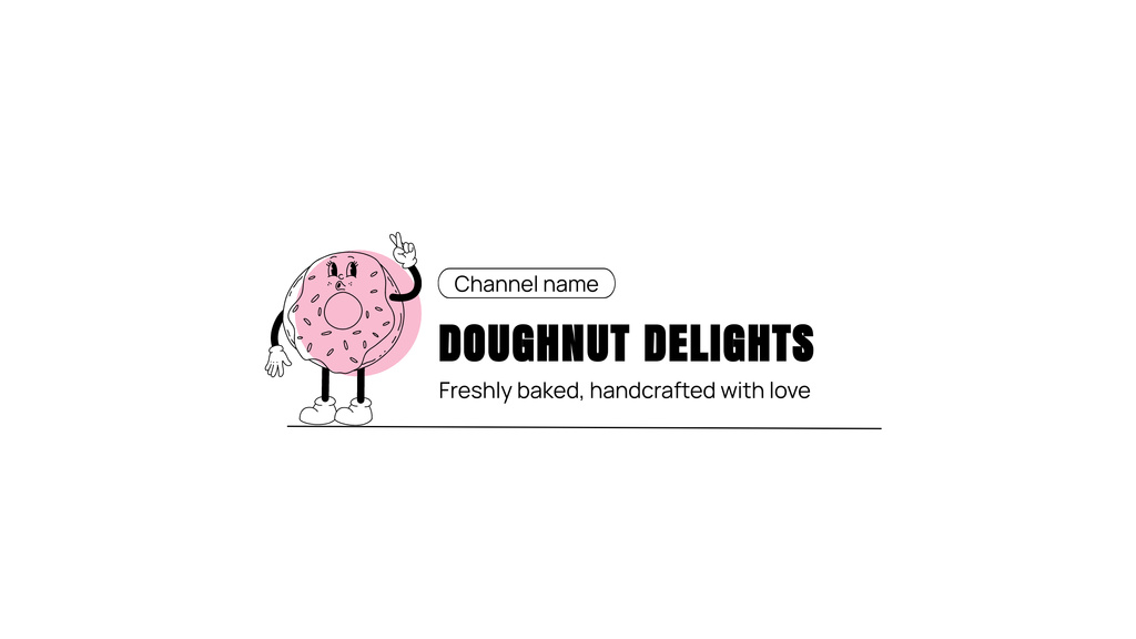 Doughnut Delights Promo with Cute Pink Donut Character Youtube Tasarım Şablonu