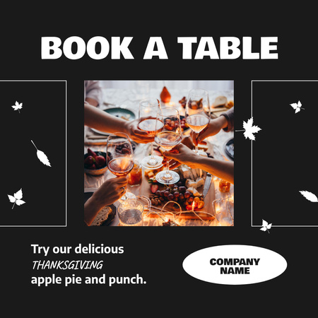 People on Thanksgiving Dinner Instagram Design Template