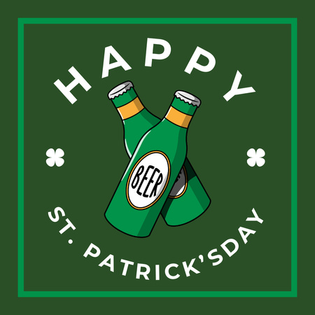 Happy St. Patrick's Day with Beer Bottles Instagram Design Template