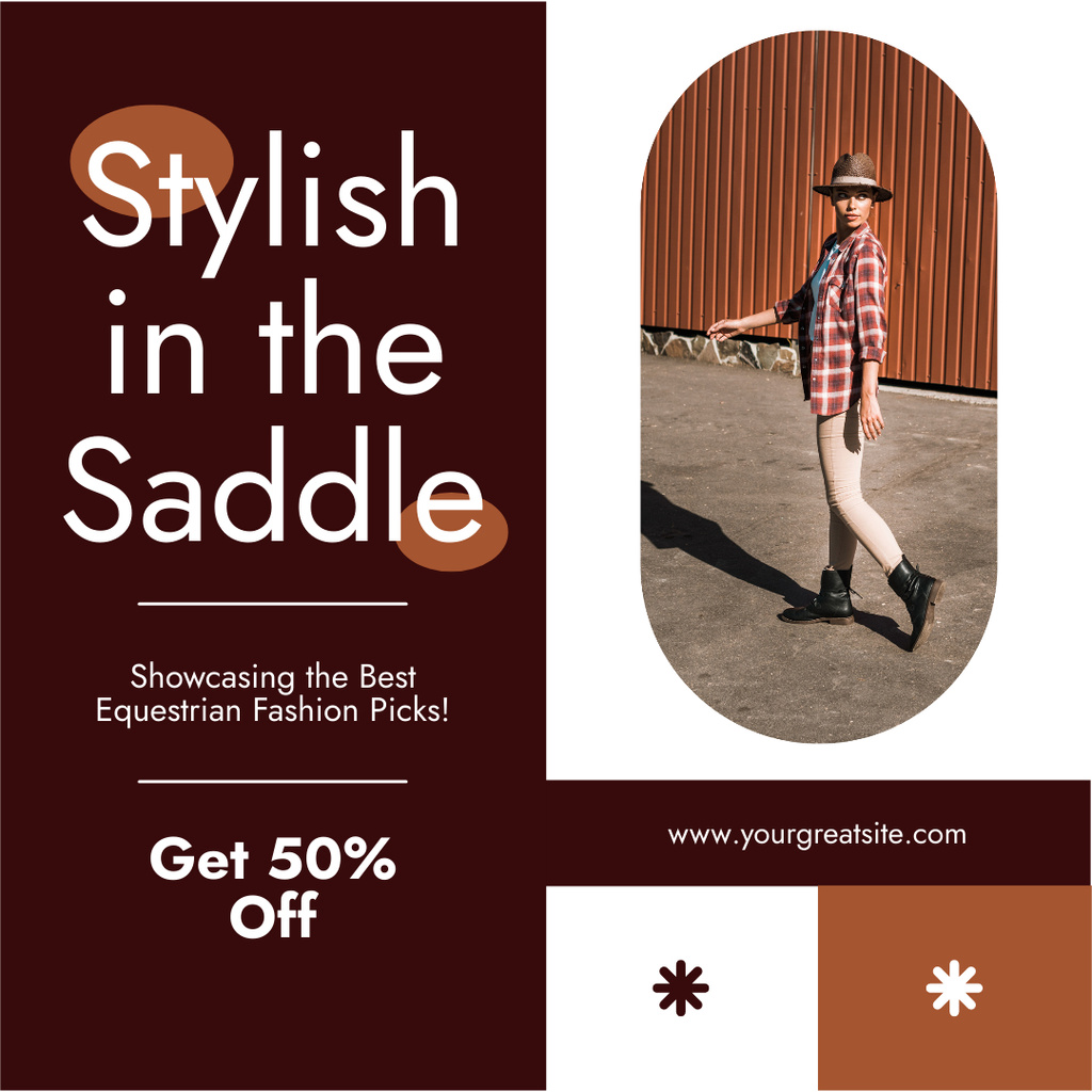 Plantilla de diseño de Stylish Equestrian Outfits At Half Price Instagram AD 