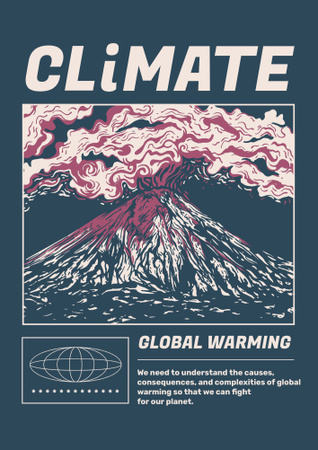 Climate Change Awareness with Volcano Poster B2 Design Template