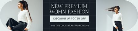 Ontwerpsjabloon van Ebay Store Billboard van Aanbieding van premium vrouwelijke modecollectie