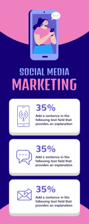 Social Media Marketing With Smartphone Infographic Design Template