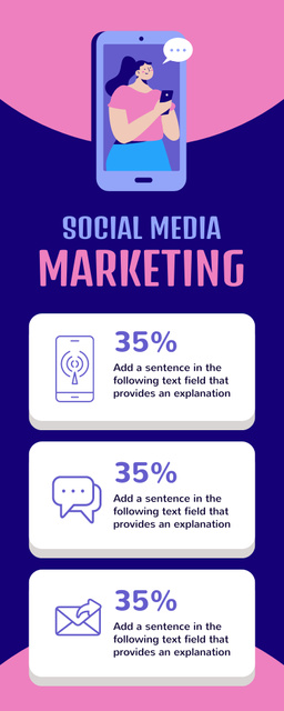 Social Media Marketing With Smartphone Infographic Design Template