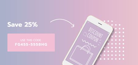 E-commerce Discount Offer on Phone Screen Coupon Din Large Design Template