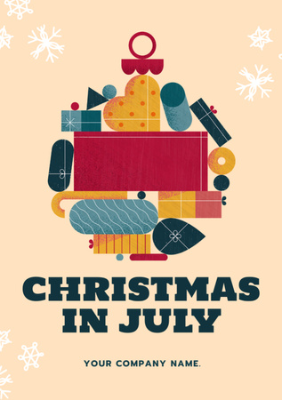 Cheerful Christmas in July Congratulations With Illustration Flyer A5デザインテンプレート