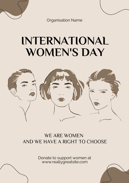 Sketches of Women on International Women's Day Poster Design Template