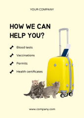 Travel Tips with Pets with Kittens on Plastic Yellow Suitcase