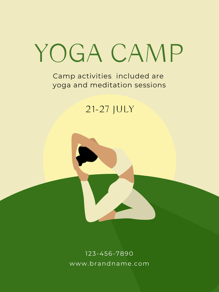 Invitation to Yoga Camp Poster US – шаблон для дизайна