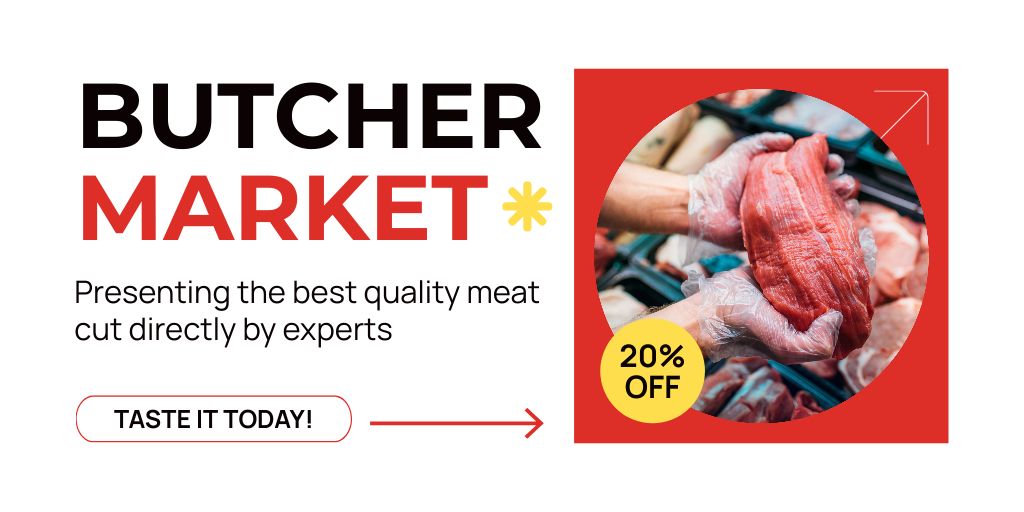 Offer of Fresh Meat Cuts at Local Market Twitter – шаблон для дизайна