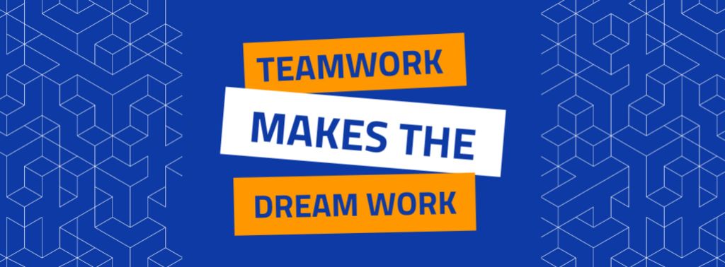 Quote about Teamwork in Blue Facebook cover Šablona návrhu