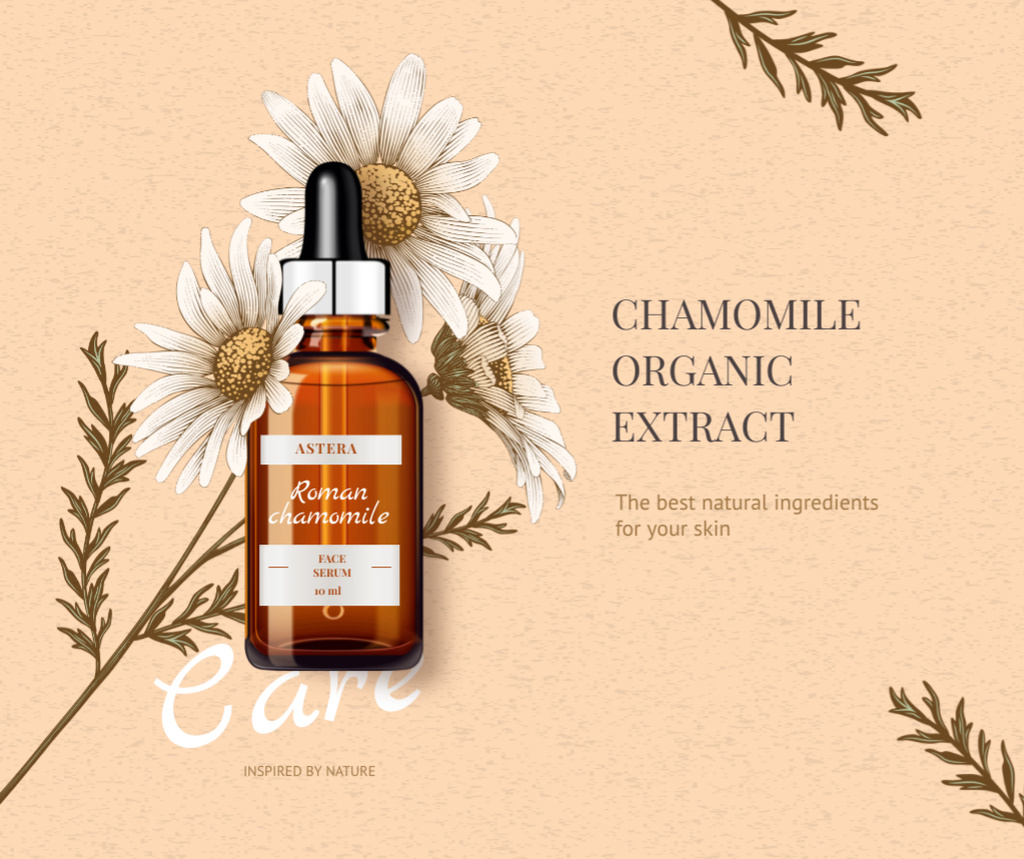 Designvorlage Organic cosmetics with chamomile für Facebook