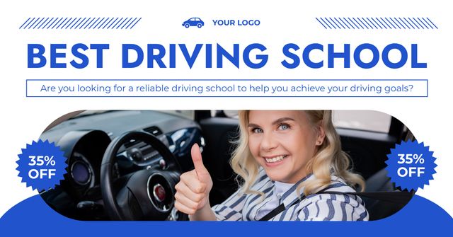 Designvorlage Reliable Driving School Offering Classes At Discounted Rates für Facebook AD