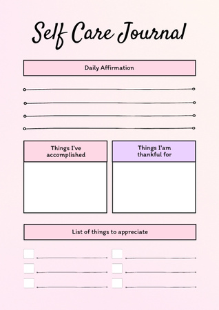 Self Care Journal rózsaszín Schedule Planner tervezősablon