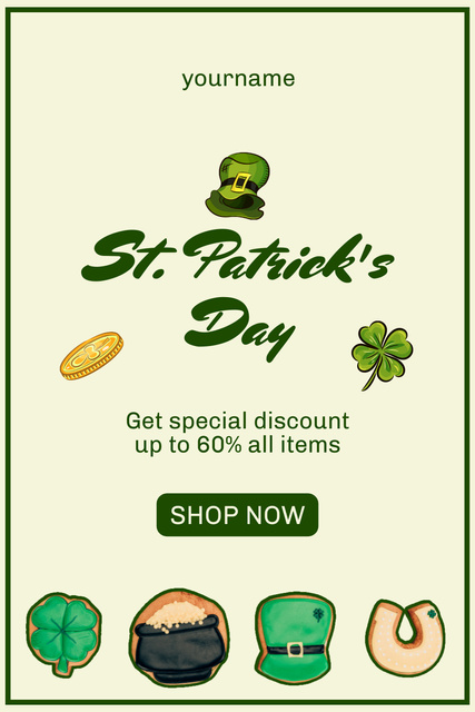 Ontwerpsjabloon van Pinterest van St. Patrick's Day Discount Offer on All Items
