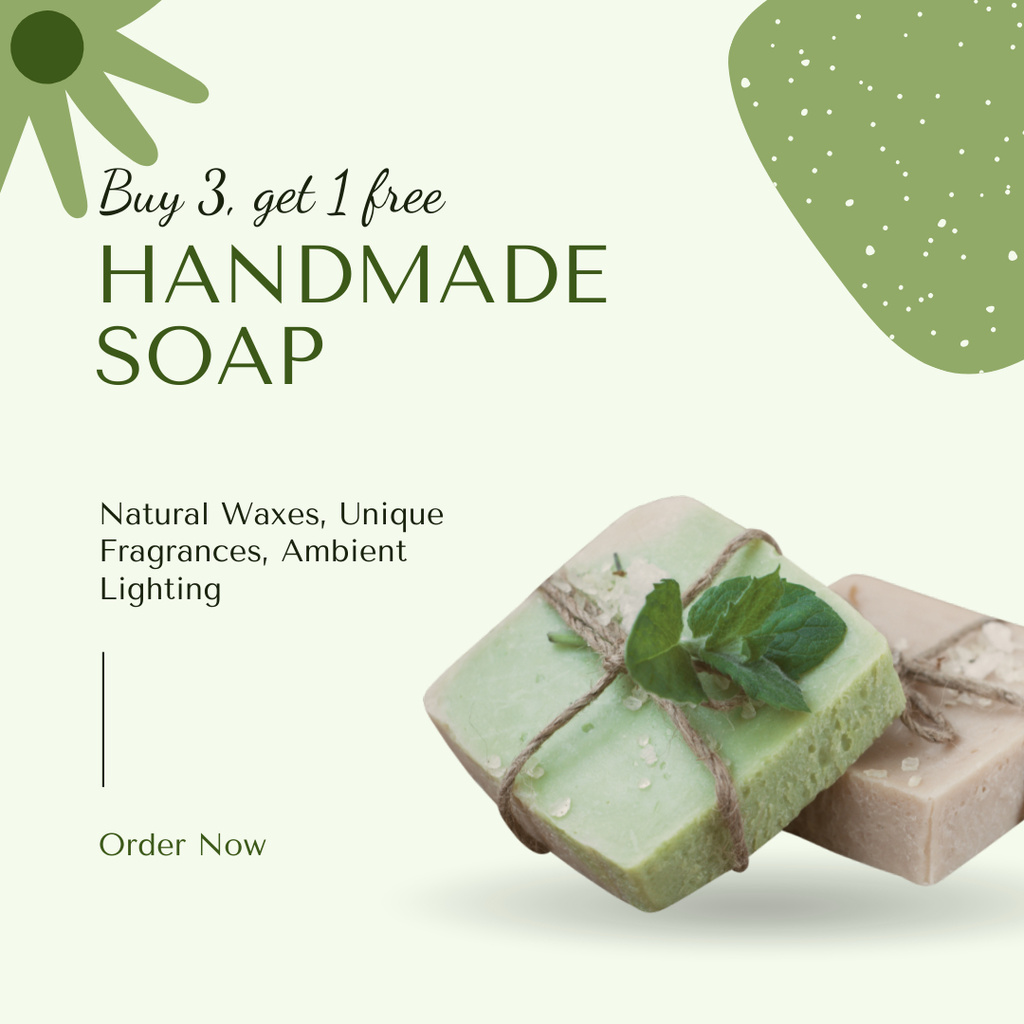 Promotional Offer for Handmade Soap with Mint Scent Instagram Design Template
