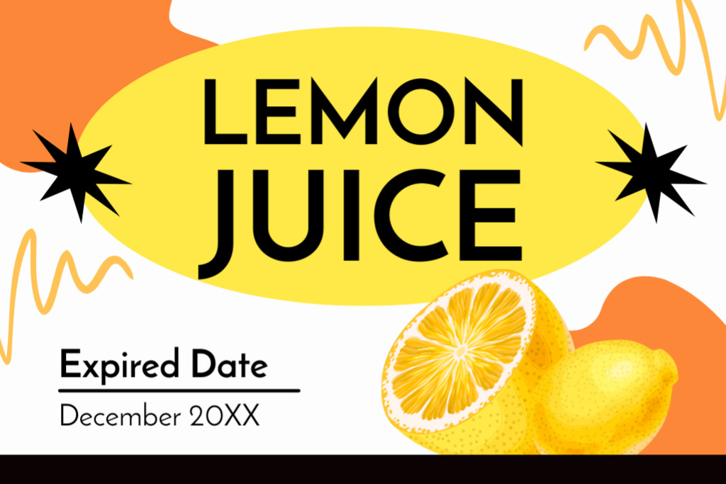 Soft Lemon Juice Offer In Yellow Labelデザインテンプレート