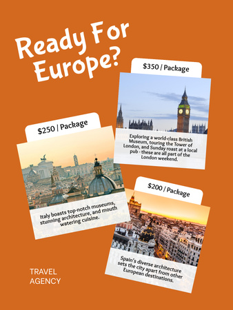 Unique Travel Tour Offer Around Europe Poster US Design Template