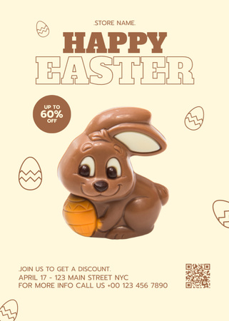 Easter Chocolate Bunny for Easter Sale Flayer Design Template