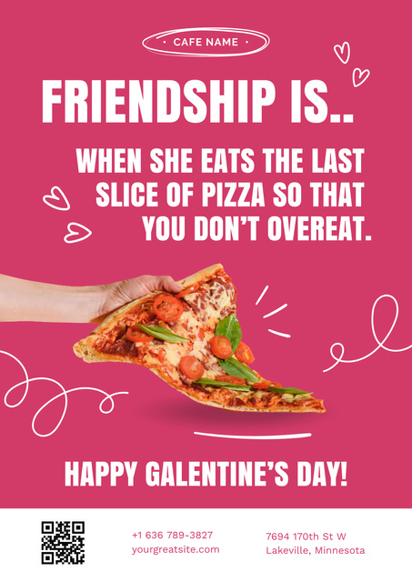 Funny Phrase about Friendship on Galentine's Day Poster Πρότυπο σχεδίασης