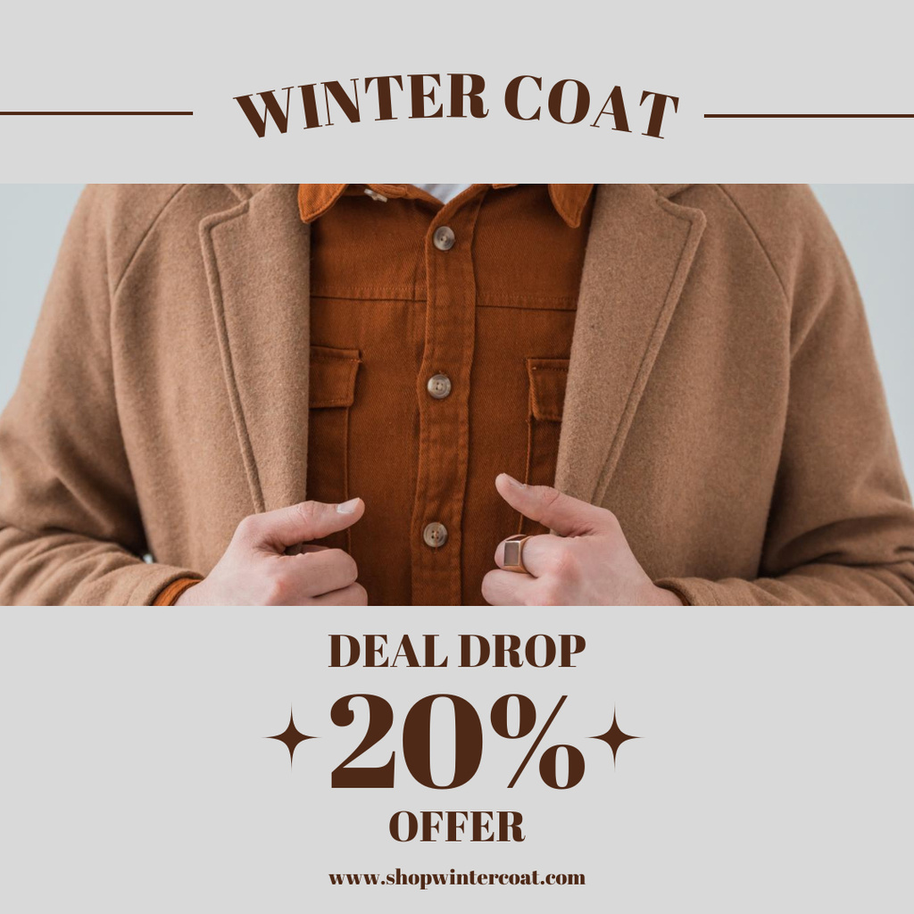 Offer Discount on Men's Winter Coat Instagram Tasarım Şablonu