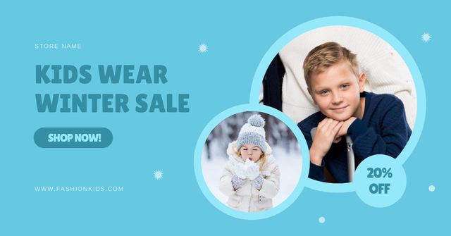 Plantilla de diseño de Winter Wear for Kids Facebook AD 