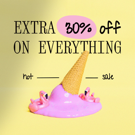 Winter Sale Announcement with Melting Ice Cream Instagramデザインテンプレート