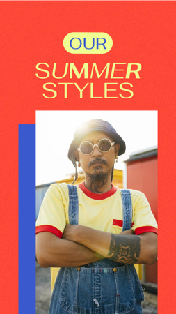 Fashion Ad with Stylish African American Hipster Instagram Story Design Template