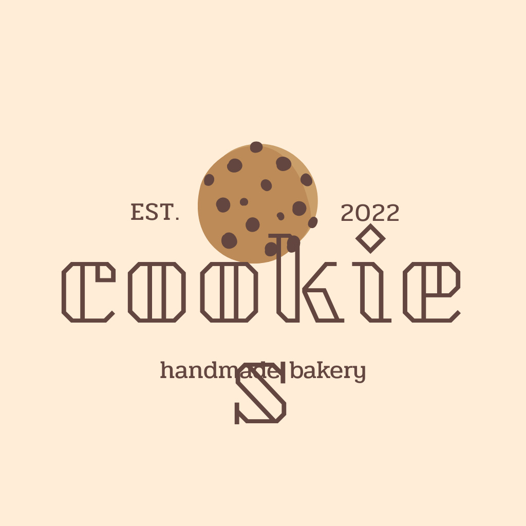 Handmade Bakery Ad with Sweet Cookies In Beige Logo Modelo de Design
