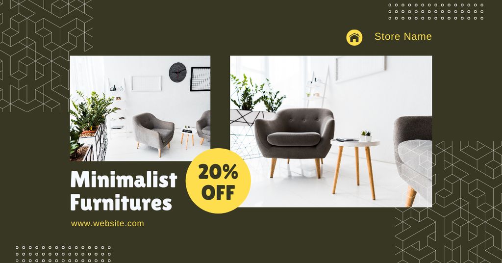 Minimalist Furniture Sale on Green Facebook AD Design Template