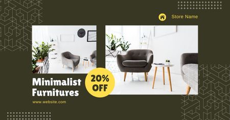 Designvorlage Minimalist Furniture Sale on Green für Facebook AD
