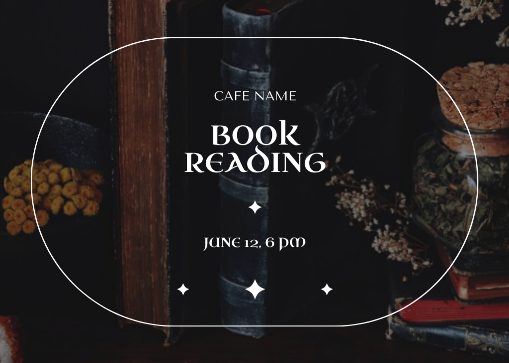 Books Reading Event Announcement Flyer 5x7in Horizontal Modelo de Design