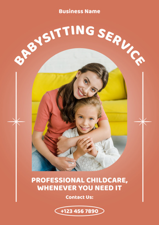 Babysitting Services Offer Poster Πρότυπο σχεδίασης