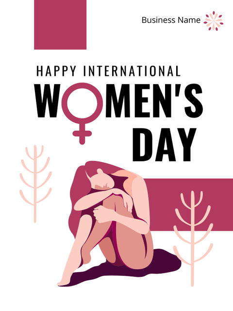 Women's Day Celebration with Illustration of Woman Poster US Tasarım Şablonu