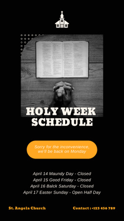 Designvorlage Holy Week Schedule Announcement für Instagram Story