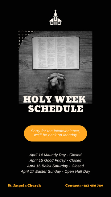 Holy Week Schedule Announcement Instagram Story Tasarım Şablonu