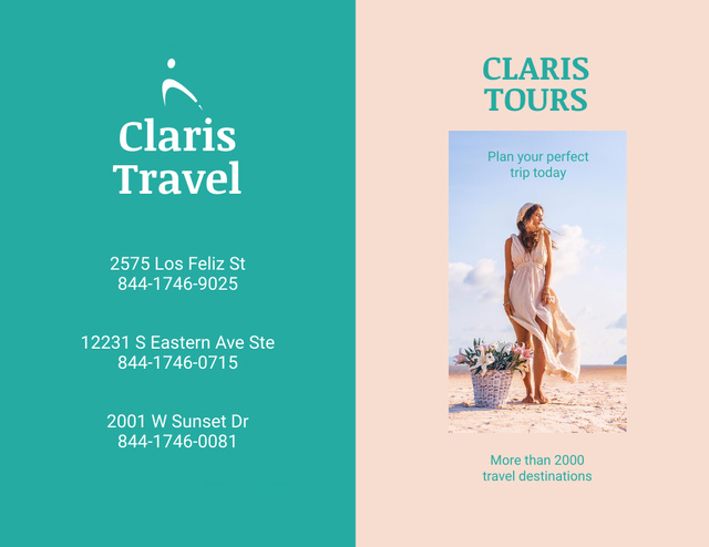 Summer Travel Tours Fact Sheet Brochure 8.5x11in Bi-fold Design Template
