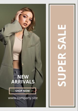 Fashion Collection Ads with Stylish Woman Flyer A7 Design Template