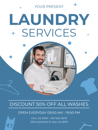 Offer Discounts on Laundry Service Poster US Design Template