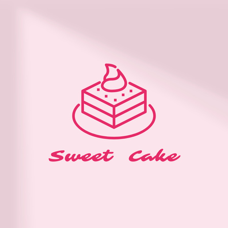 Simple Cake Icon on Pink Logo Design Template