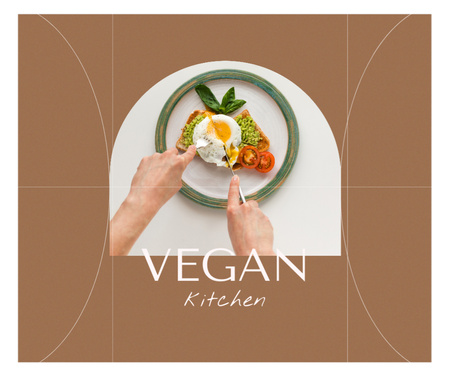 conceito de cozinha vegan com homem cortando abacate Facebook Modelo de Design