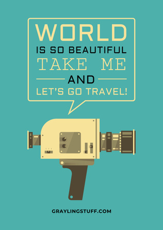 Motivational Quote about Travelling with Camera Poster Design Template