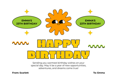 Syntymäpäiväilmoitus appelsiinikukkalla Card Design Template