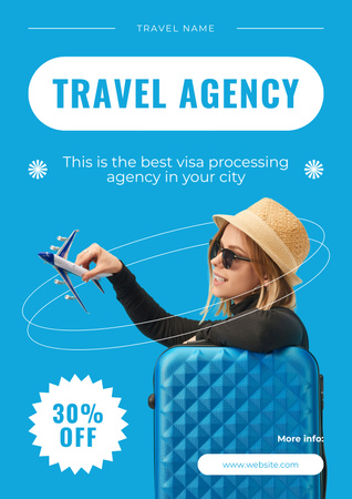 Plantilla de diseño de Oferta de descuento en viajes aéreos por agencia de viajes Poster 