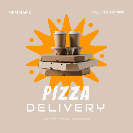 Pizza Delivery Services Instagram AD tervezősablon