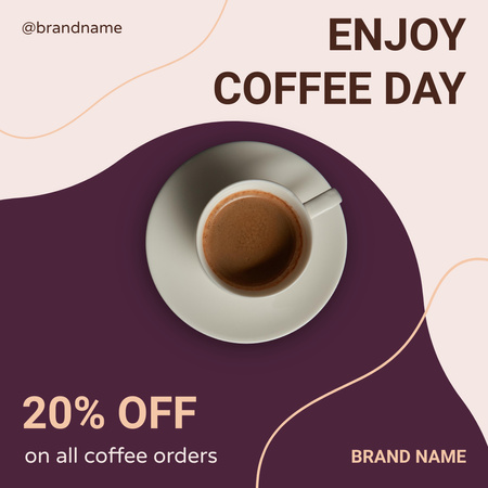 Modèle de visuel Remises pour la journée du café pour les commandes de boissons - Instagram