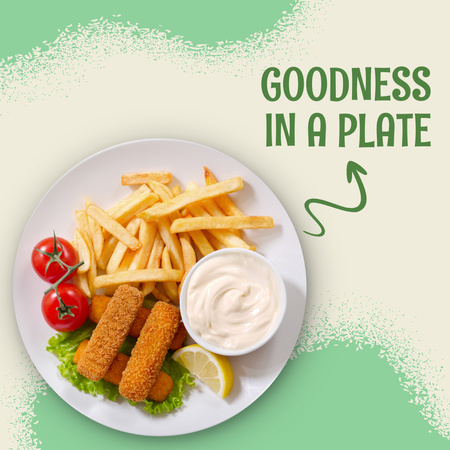 Ontwerpsjabloon van Instagram van Tasty Food Offer with French Fries