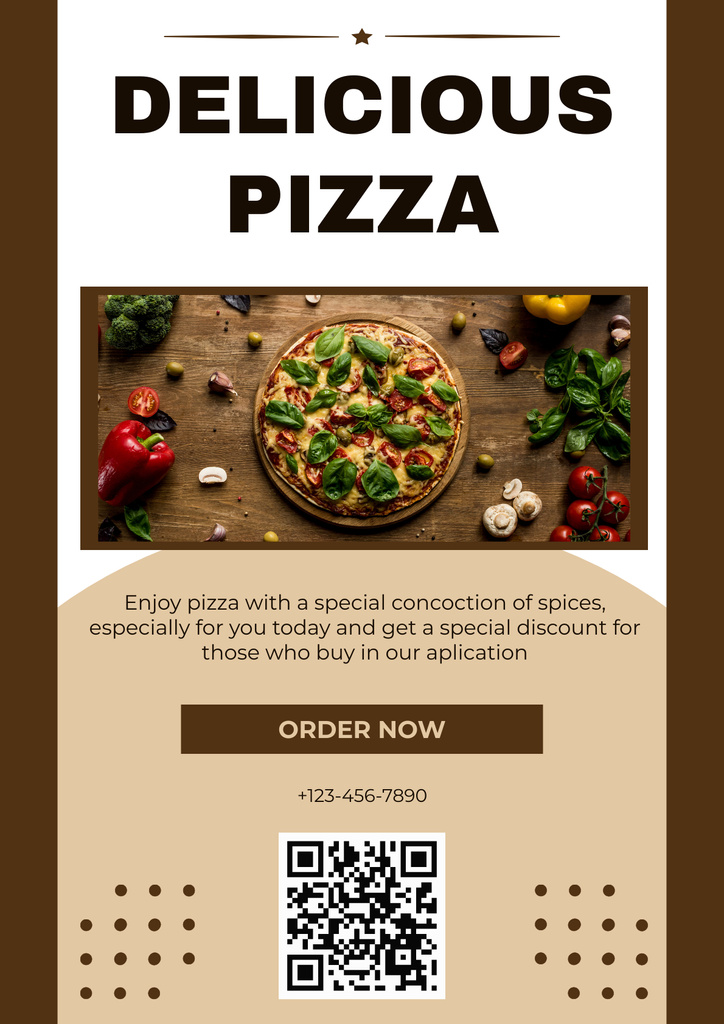 Designvorlage Delicious Pizza Order Offer für Poster