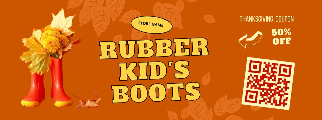 Ontwerpsjabloon van Coupon van Rubber Kid's Boots At Reduced Price Offer on Thanksgiving
